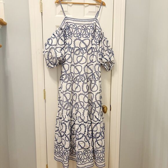 Anthropologie Puff-Sleeve Eyelet Dress Size M - Picture 5 of 7